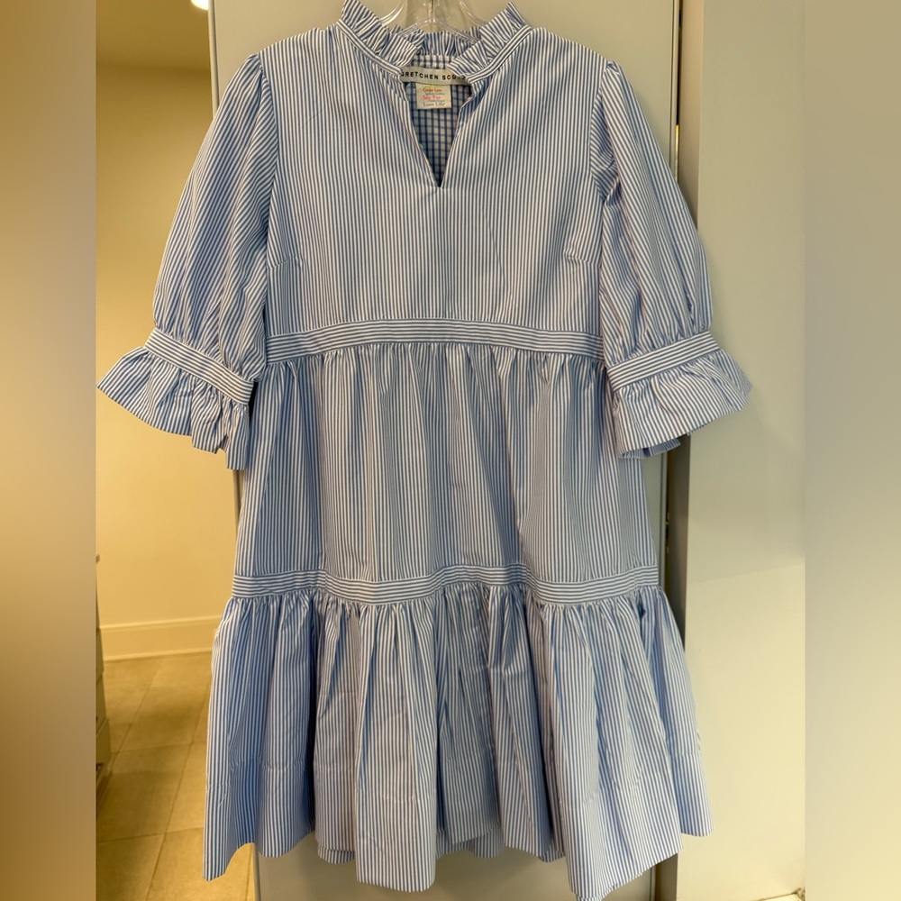 Gretchen Scott Designs Blue Tiered Ruffled Sundress